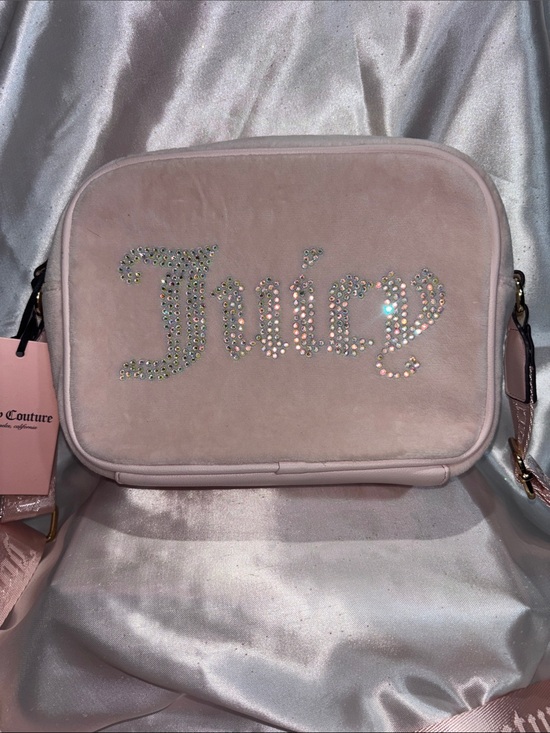 Juicy Couture Handbags - Juicy Couture Light Pink Rhinestone Logo Crossbody Bag